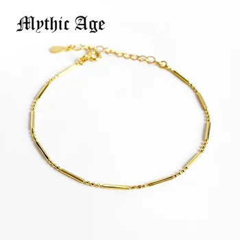 

MYTHIC AGE 16+3cm 925 Sterling Silver Bracelet For Women Gold Plated Ball Chain Fine Jewelry 2 Color Hypoallergenic