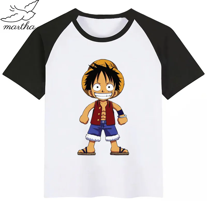 Забавная футболка с LUFFY для мальчиков и девочек, детские топы с рисунками, Детская футболка, одежда для малышей