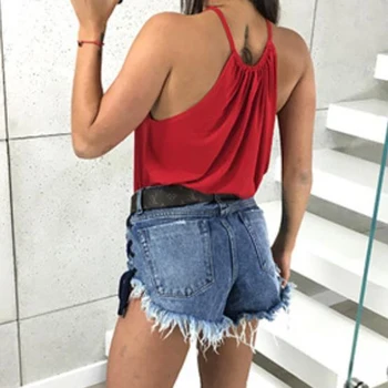 

Summer Sleeveless Vest V-Neck Shirt Women Two Wearing Tank Tops Halter Sexy Camis Tops Girls Loose Tee Camisole