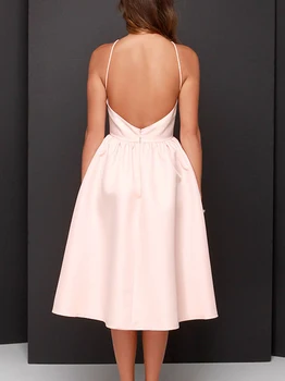 

Simple Style Halter Neck Prom Gown Knee Length A-line Party Dresses