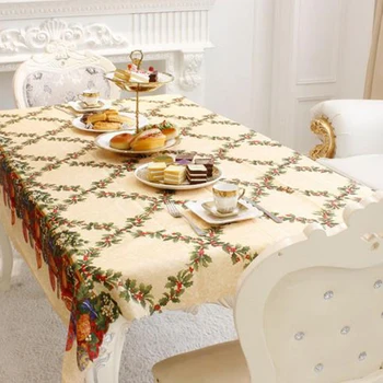 

Christmas Tablecloth Holly & Red Dining table Cloth 150*180cm Home Kitchen