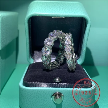 

Eternity Promise ring 100%925 Sterling silver Round cut 4/6MM Diamond Engagement Wedding Band Rings for women men Finger Jewelry