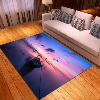 

Large Coffee Table Area Rugs Golden Sunset Mountain Print Bedroom Carpet Kids Playing Mat Anti Slip Floor Mats Entrance Doormats