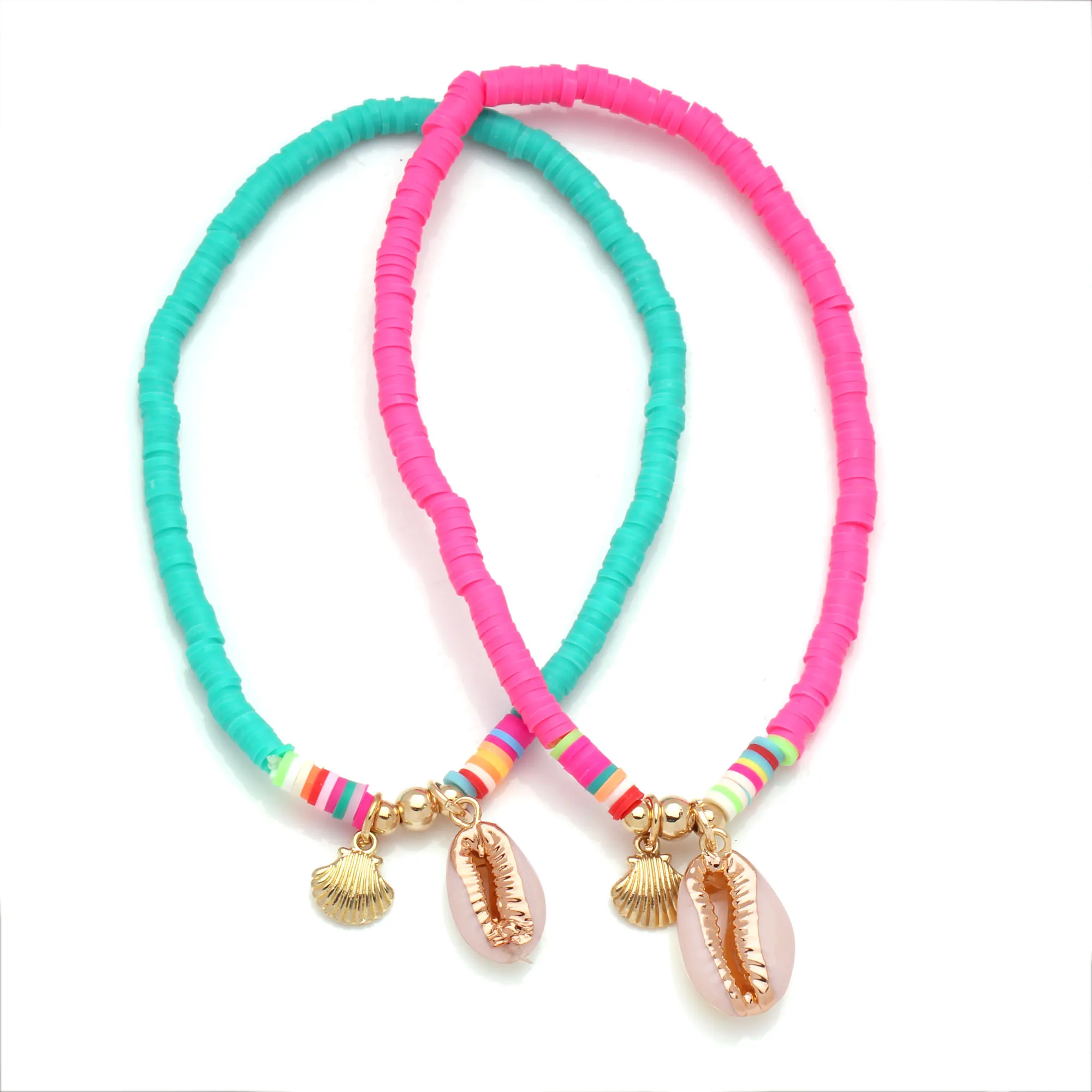 Polymer Clay Beads Cowrie Seashell Sea Fan Charm Stretch Heishi Anklet Women Men 2020 New Fashion Pink Elastic Thread Jewelry Polymer Clay Beads Cowrie Seashell Sea Fan Charm Stretch Heishi Anklet Women Men 2020 New Fashion Pink Elastic Thread Jewelry