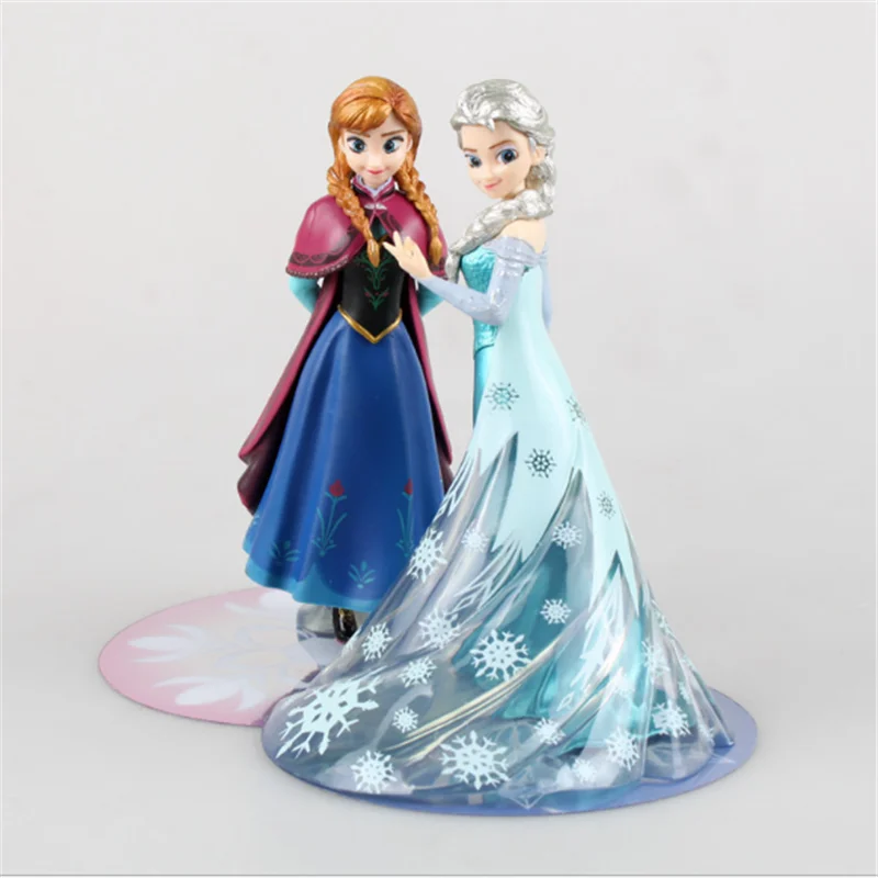 20cm Disney Princess Figurine Frozen 2 Anna Elsa Princess Statue PVC Action Figure Toys Dolls Frozen Princess Model Collectible