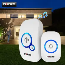 Fuers – sonnette de porte intelligente sans fil, 32 chansons, alarme, bouton étanche