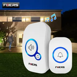 Fuers – sonnette de porte intelligente sans fil, 32 chansons, alarme, bouton étanche 