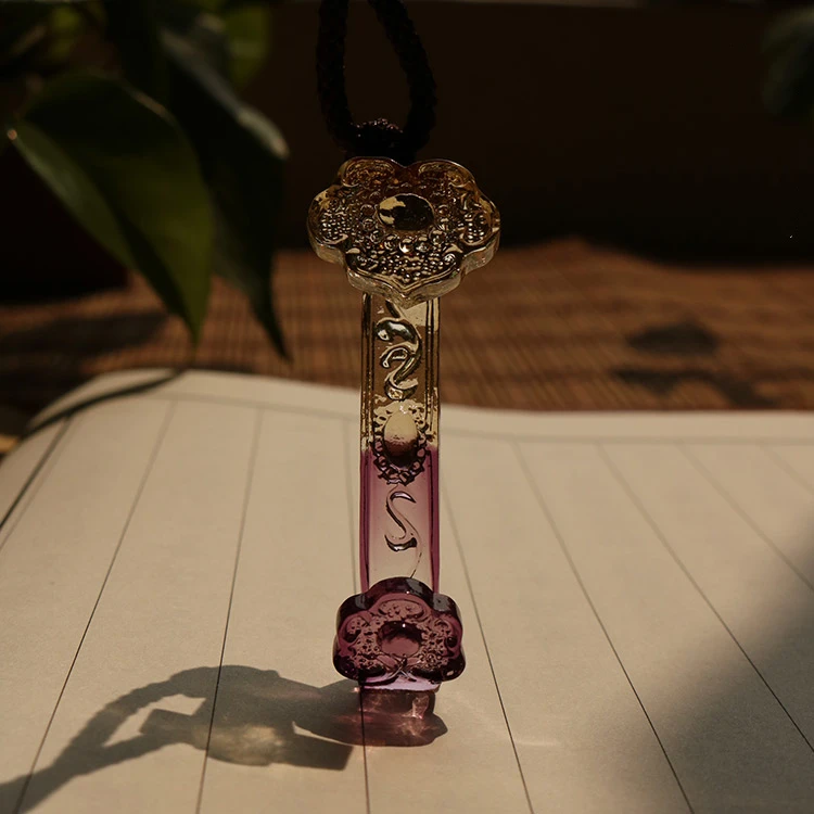 

Colorful Ruyi glass pendant, long style, ancient method, glass, necklace jewelry