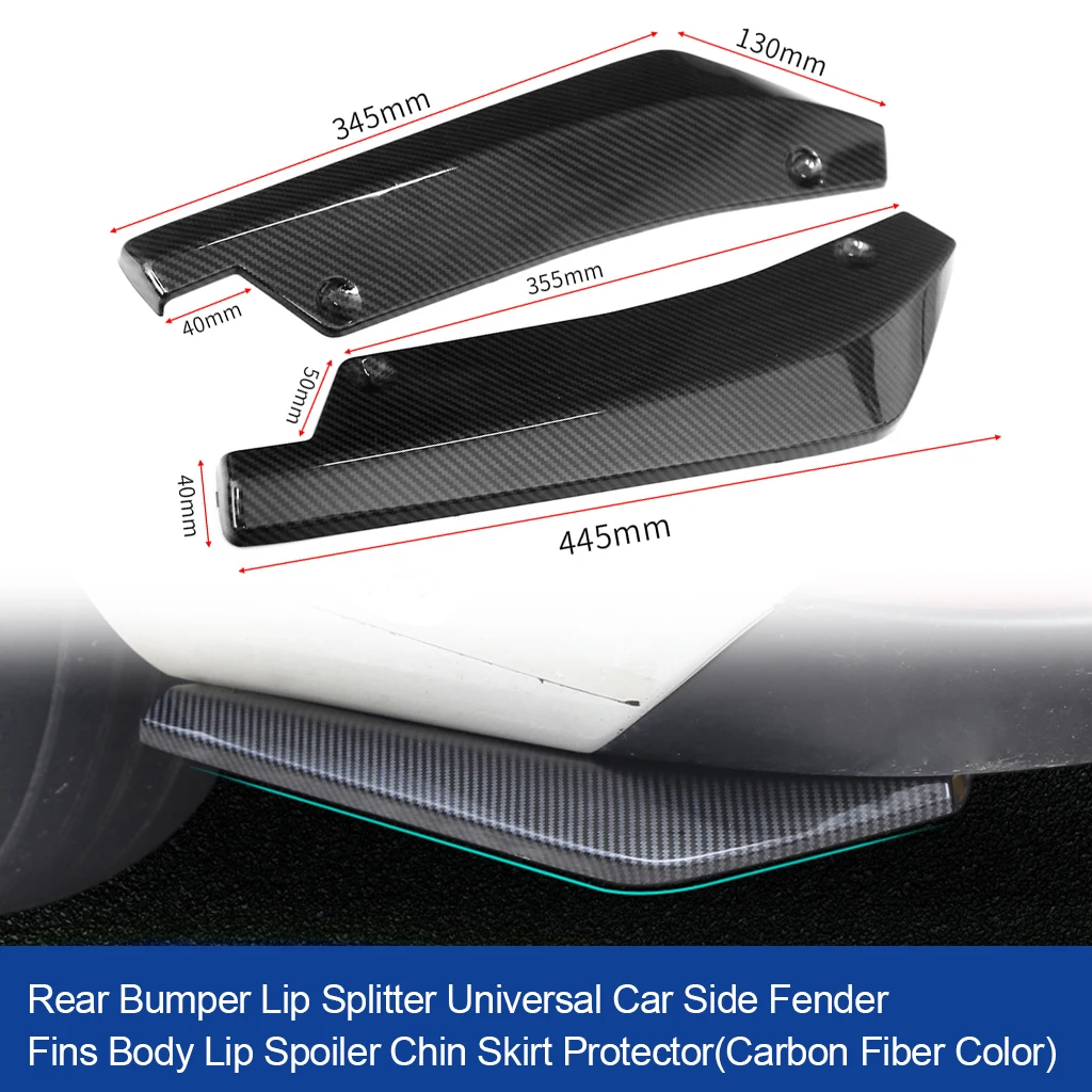 Carbon Fiber Car Rear Bumper Fin Canard Splitter Diffuser Valence Spoiler Lip 2