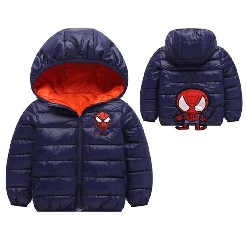 buy  Down Jackets Boys Girls Thickening Warm Outerwear 2019 Winter Children Cotton Zipper Spiderman Oute