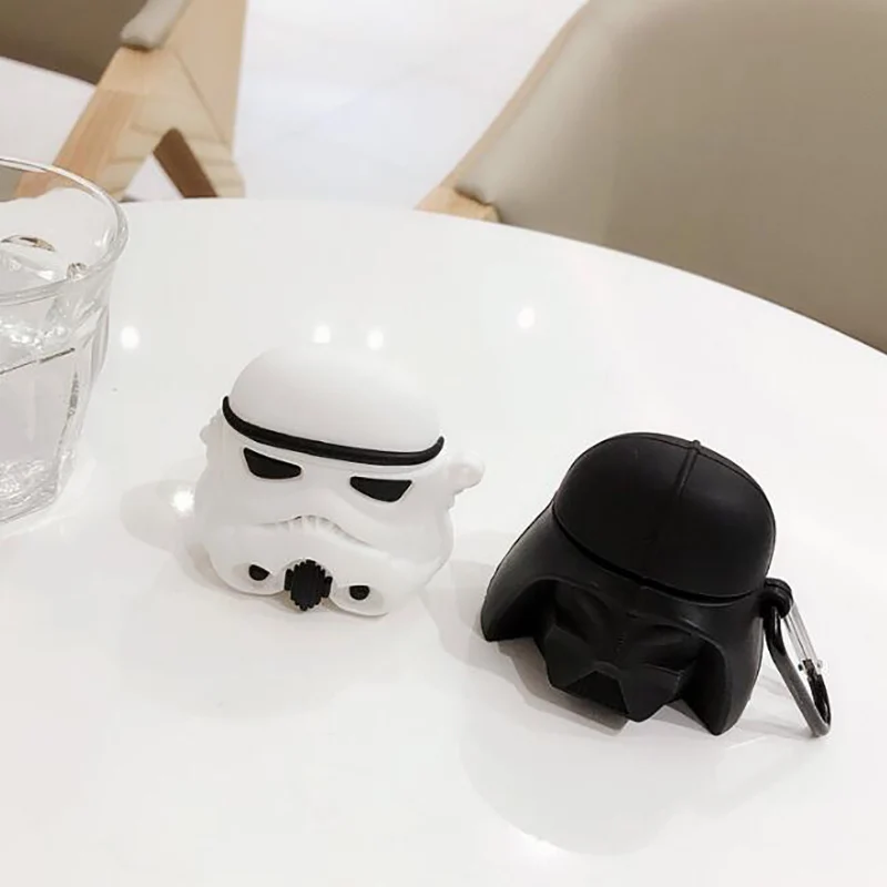 

3D Star Wars Warrior Headphone Cases For Apple Airpods 1,2 Silicone Protection Earphone Charging Box Cover Capa with Ring #SW