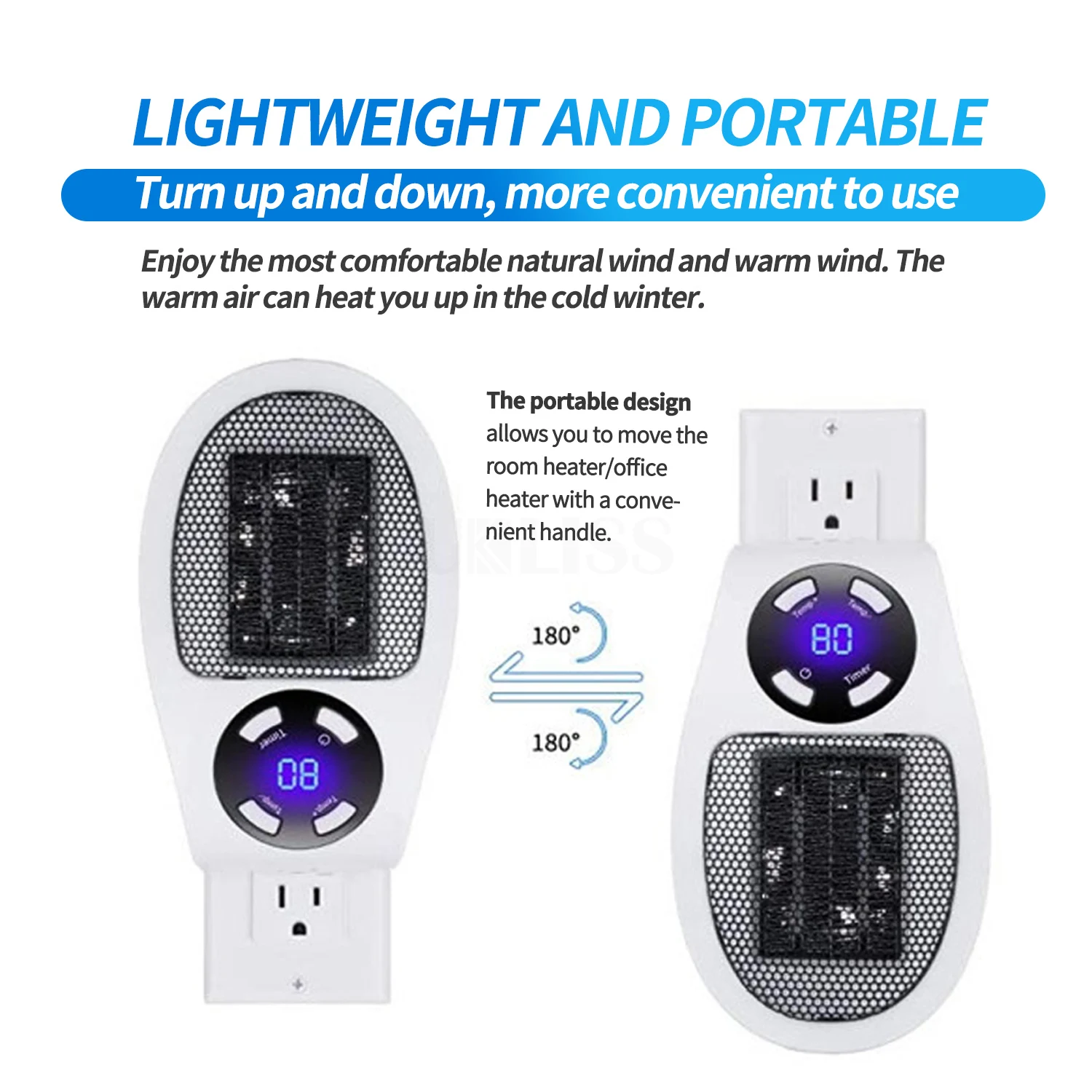 Mini Heater Portable Electric Heater Fan Plug In Wall Office Room Heating Stove Winter Desktop Household Radiator Hand Warmer