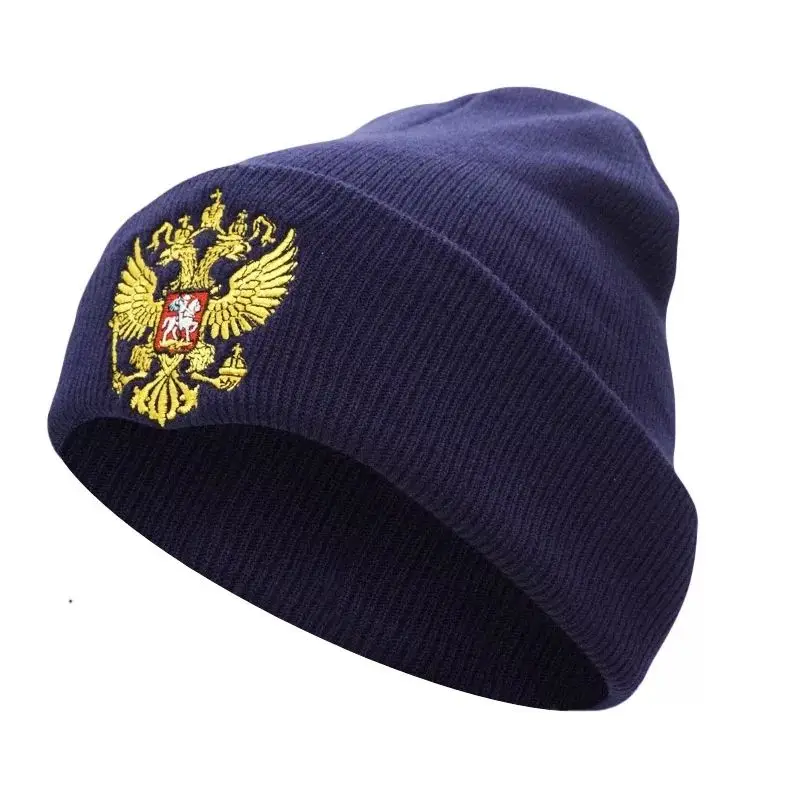 Warm Knitted Hats Russian Double-headed Eagle National Emblem Commemorative Badge Skullies Caps Mens Caps Hip-hop Winter Beanies beanie skully hat