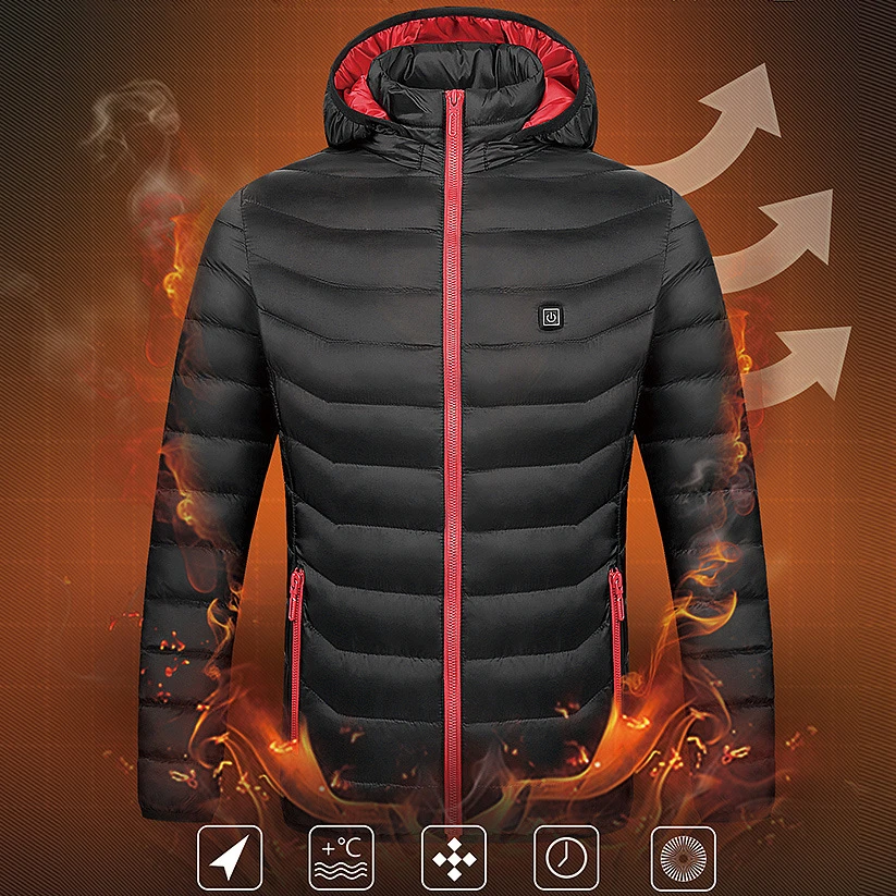

New Winter Long Sleeve USB Heated Vest Smart Constant Temperature Washable Super Warm Men Women Outdoor Coat Heating Jacket Coat