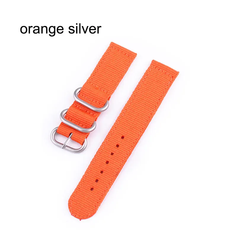 UTHAI P13 20 мм ремешок для часов нейлон 20 мм ремешок для часов 24 мм аксессуары для часов Высокое качество 22 мм ремешок для часов Ремешки для наручных часов - Цвет ремешка: Orange-silver buckle