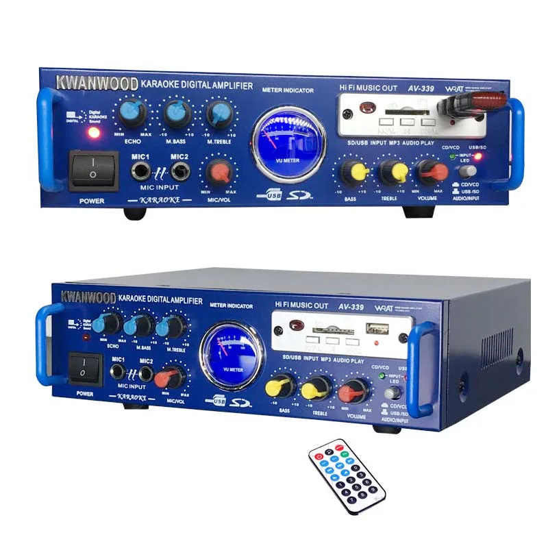 KYYSLB AV-339BT 300 Вт* 2 домашний аудио USB SD 12 В 220 В Bluetooth мини домашний усилитель K песня высокий усилитель мощности автомобильный