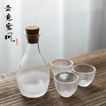 

Japanese glass small wine set white wine sake bottle cup tray household wineware spirit yellow wine