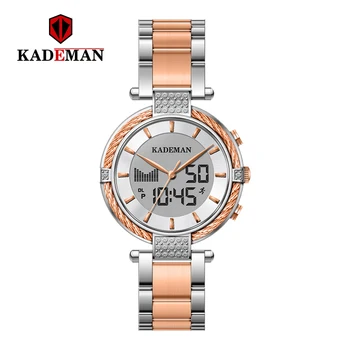 

KADEMAN Top Brand Luxury Ladies Watch Analog Digital Display Waterproof Steel Strap Quartz Women Watches Clock Reloj Mujer