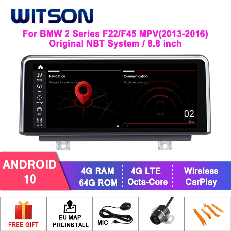 

WITSON Android 10.0 8.8" CAR DVD GPS For BMW 2 SERIES F22/F45 MPV 2013-2016 4GB+64GB car stereo multimedia NBT system