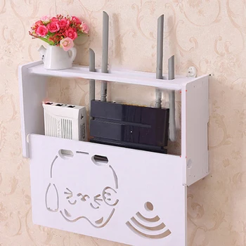 

Wireless Wifi Router Storage Box Wood Plastic Shelf Wall Hanging Brackets Holder