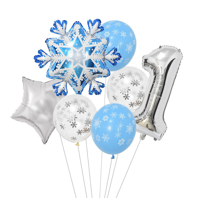 Set Snowflake Number Foil Balloons Confetti Latex Balloon Winter Kids Birthday Party Decoration Elsa Frozen Party Supplies