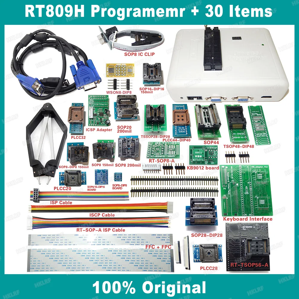 Original RT809H EMMC-Nand Programmer TSOP56 TSOP48 EDID Cable ISP Header01 VGA 