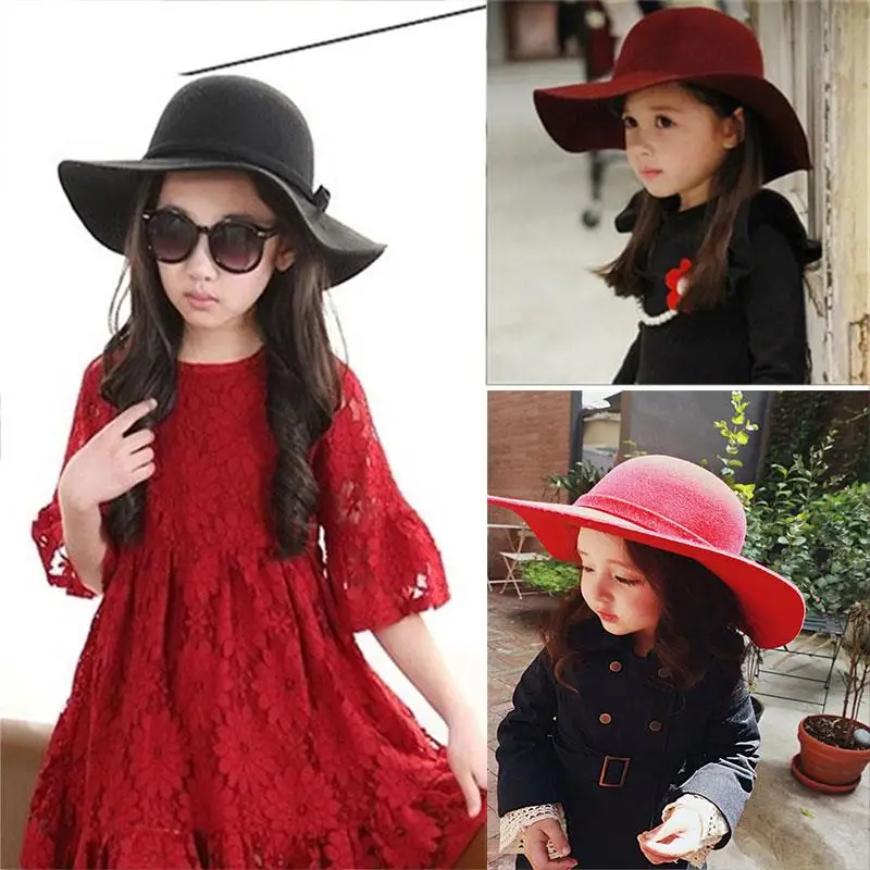 

Fashion Outdoor Hat Children'S Cap Ladies Hat Sun Hat Travel Hats 52cm Wool Felt Hat Adjustable