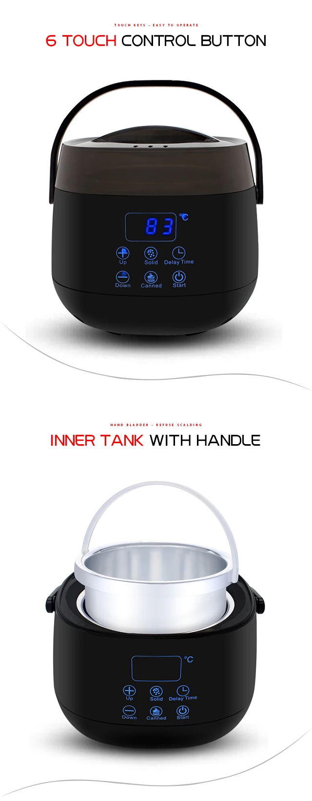 Professional black touch screen digital hair removal wax machine/wax melt warmer
