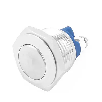 

DC 3-250V SPST Round Flat Head 16mm Thread Momentary Metal Push Button Switch