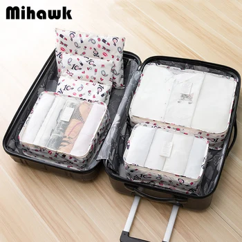 

Mihawk 6Pcs/Set Fashion Large Capacity Zip Waterproof Women Trip Bag Unisex Clothing Sorting Organize Durable Travel Accessories