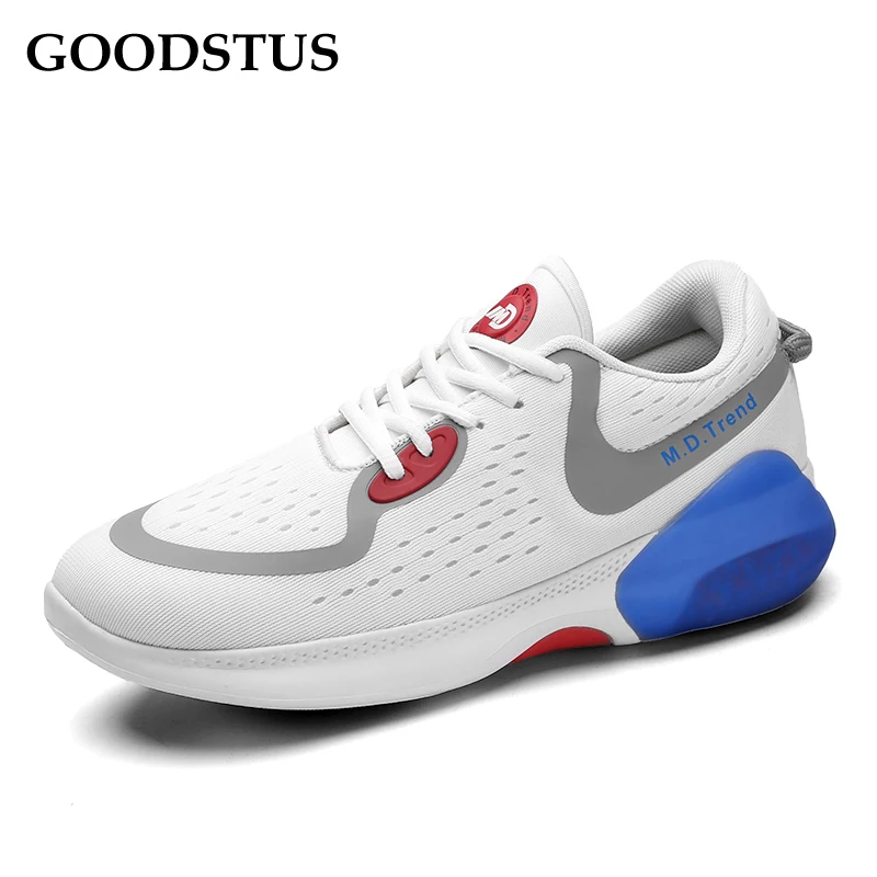 

GOODSTUS Men Mesh Sneaker Breathable Thick Soft Bottom Comfortable Lace-Up High Quality Height Increase Male Running Sport Shoe