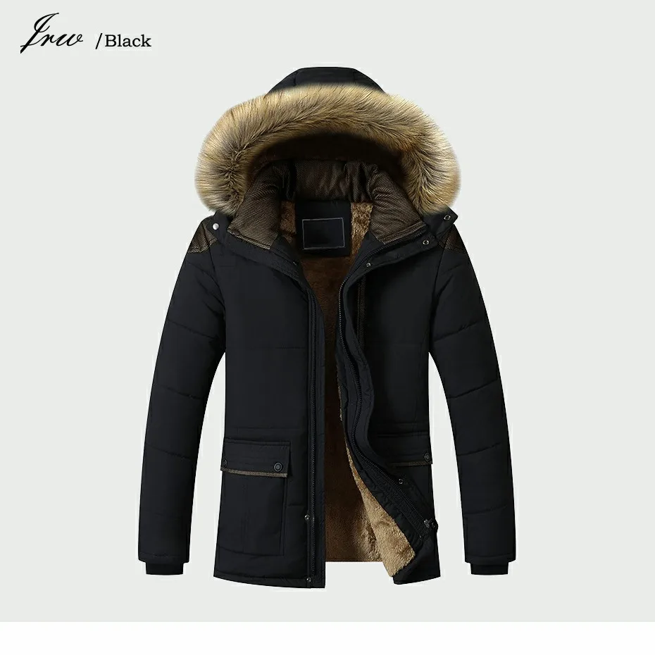 Зимняя куртка мужская брендовая одежда модная повседневная Вельветовая Толстая Теплая мужская куртка Parker пальто с капюшоном длинное пальто мужская одежда - Цвет: black