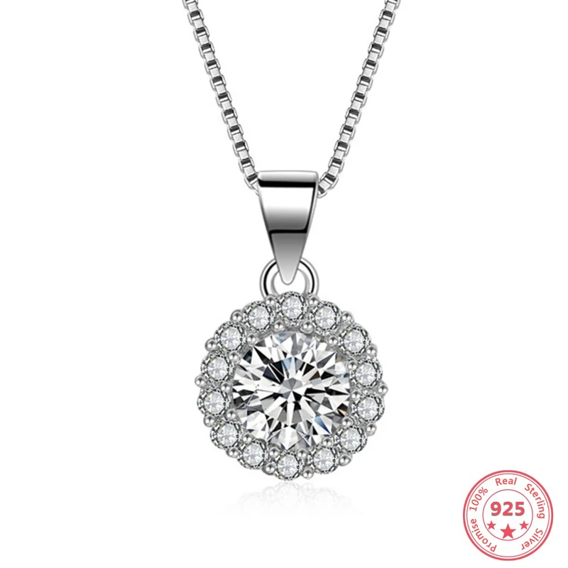 

Real Pure Silver 925 FL Diamond Pendants for Women White Topaz Gemstone 925 Sterling Silver Necklace Pendant joyas naszyjnik