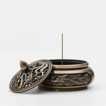 

YX Pure Copper Incense Burner flamboyant Precision Carving Dragon Phoenix Incense Holder Highend Sandalwood Censer Home Decor