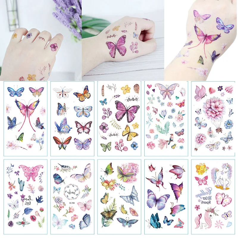 Big Sale Fake Tattoo Sticker Colorful Butterfly Girl Waterproof Kids Women for 10pcs 73oqy3X8q