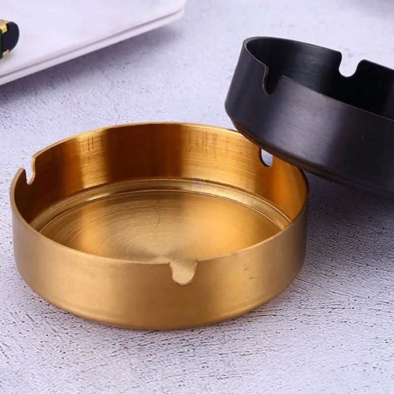 Ash Tray Stainless Steel Round Gold plated Ashtray Cigar Ashtray