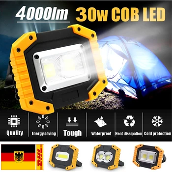

30W 400lm Cob Work Light Portable Spotlight Rechargeable LED Flashlight For Outdoor Camping Led Work Light Lantern
