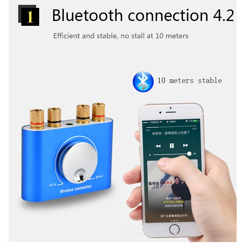 Мини Bluetooth 4,2 усилитель Hi-Fi стерео 2,0 канальный Настольный аудио цифровой усилитель мини усилитель 60 Вт* 2 домашний кинотеатр AUX Bluetooth