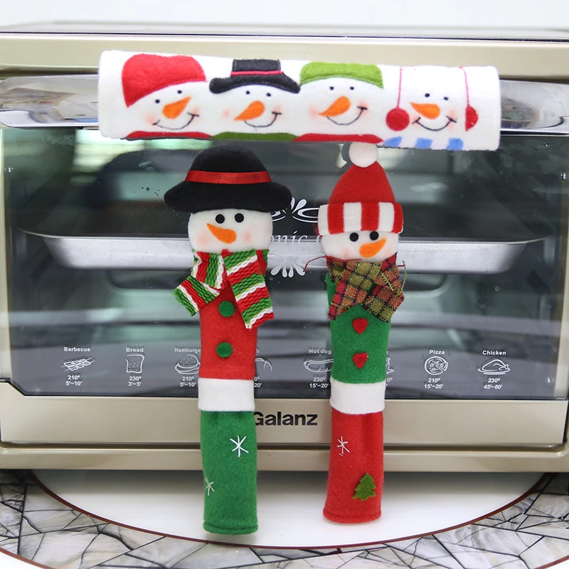 

2020 New Year Refrigerator Door Handle Home Non-woven Microwave Oven Gloves Decorative Kitchen Home Decoration 3 Sets / Set