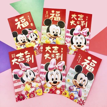 

Long Size 18*8CM Mickey Minnie Red Packet 2020 Chinese Lunar New Year Red Envelope 6 Pack 36 Pcs