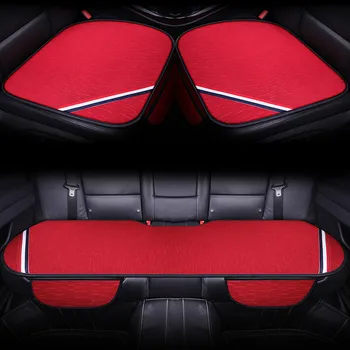 

Car Seat Cover Linen Fabric Car Seat Protector Four Season Front Rear Full Set Flax Cushion Breathable Protector Auto Accessory