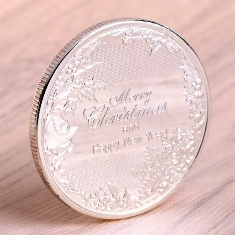 С Рождеством олень год посеребренный памятный вызов монета жетон