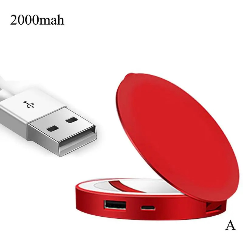 Fashion Mini-LED Portable Makeup Folding Gift Mirror USB Power Supply 3 Colors Portable Double-sided Makeup Mirror Lamp Charging