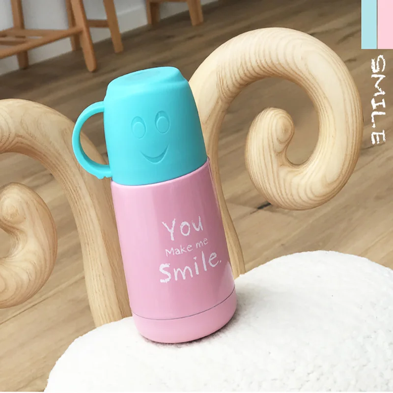 Smile Face Thermos Cups Portable Water Bottle Adult Travel Bottles Vacuum Flask