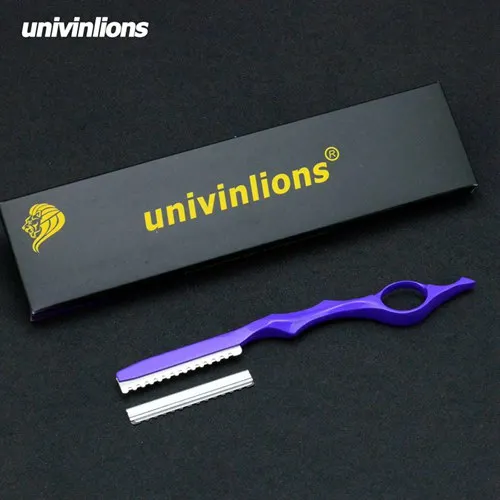 Univinlions 1 больше лезвия многоцветные Парикмахерские филировочные бритвы прямая Парикмахерская бритва нож для стрижки волос тоньше палочка бритвы - Цвет: B-9-M