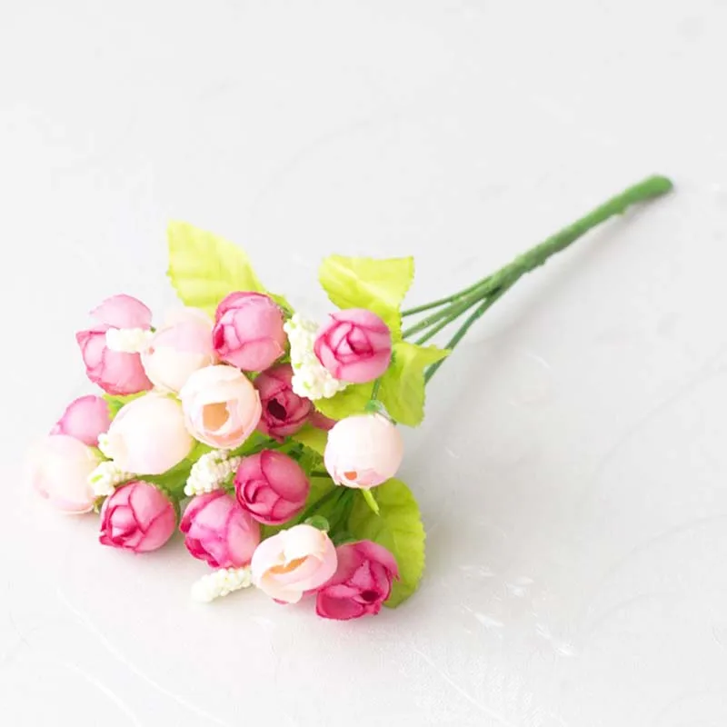 1/имитация искусственного цветка розы бутоны поддельные весенние звезды цветок семья Реюньон Свадебные украшения растения в горшках 15