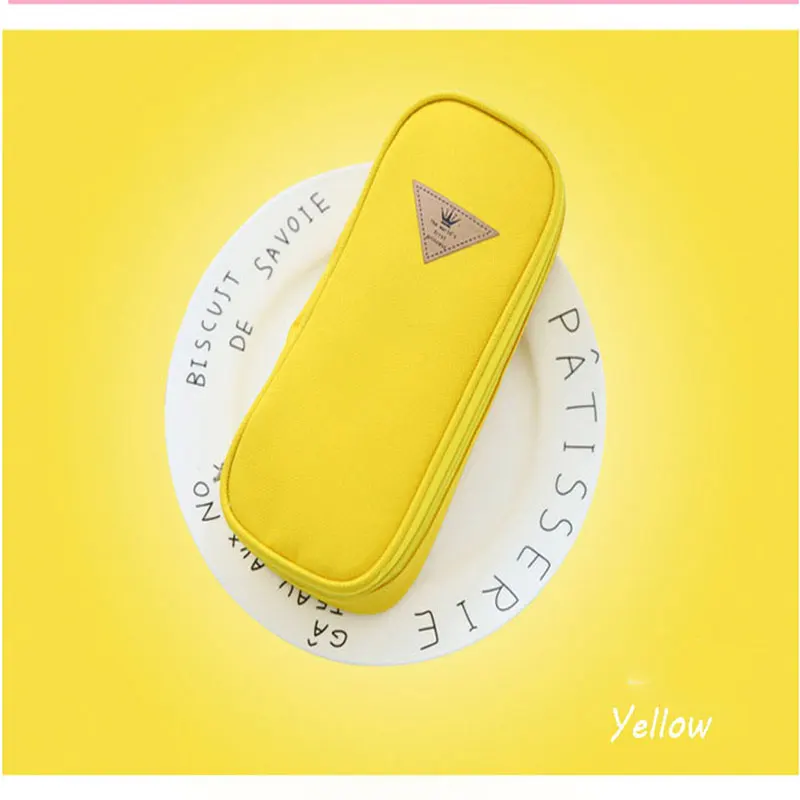Yellow Пенал для карандашей, сумка для карандашей, сделанная тканевый пенал для карандашей, портативная, большая емкость, простой стиль, чистый цвет - Цвет: Yellow