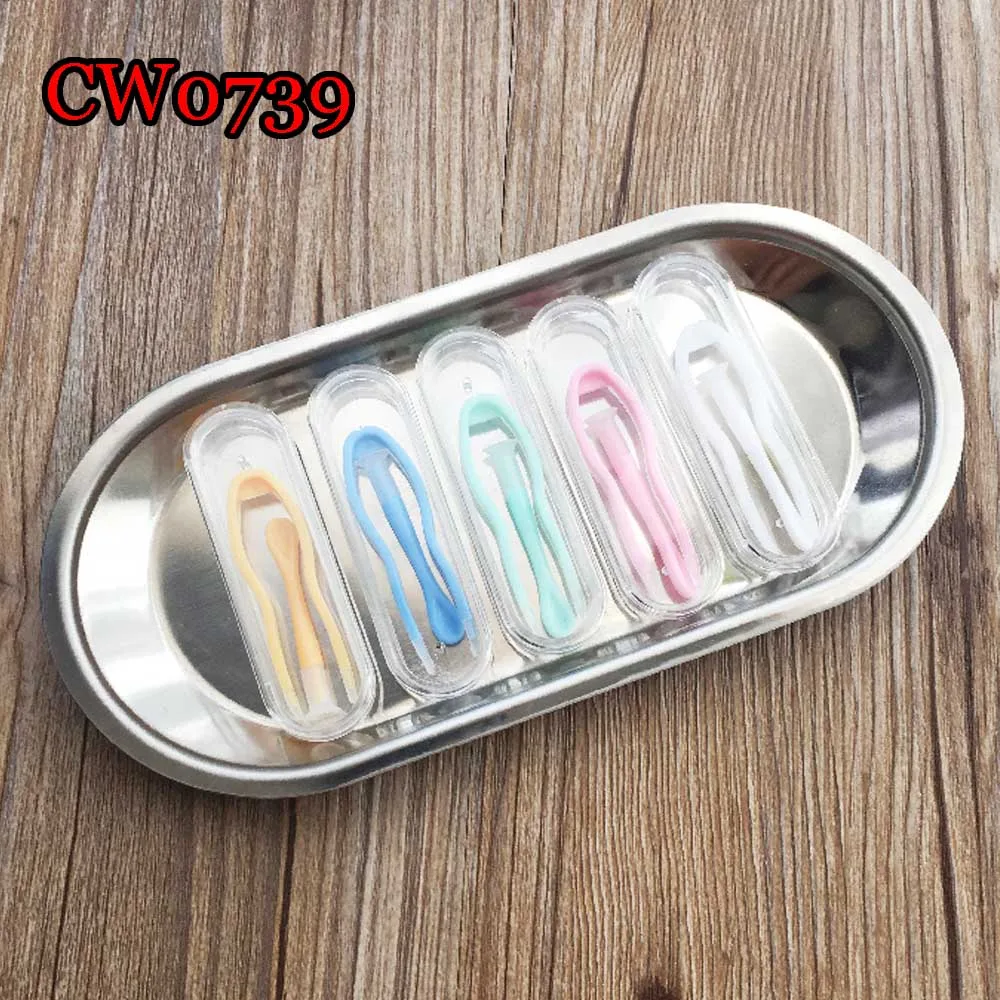

Contact Lenses Tool Colorful Tweezers and Inserter Set with Box Plastic Soft Tweezers Cosmetic Tool CW0739