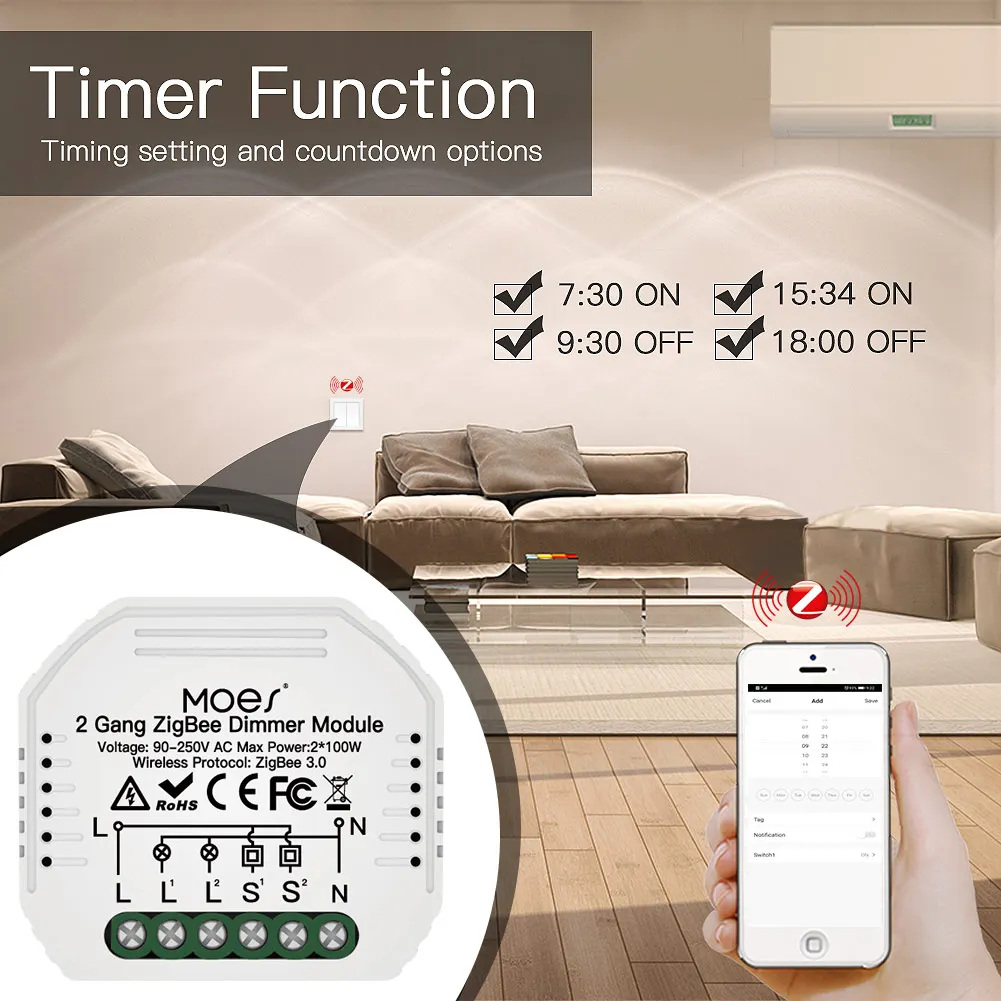 Powerful ZigBee 3.0 Dimmer Switch Module With Voice Control