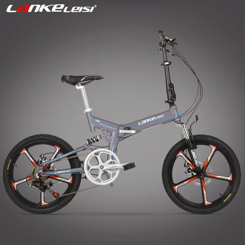 Excellent V8 20 Inches Folding Bicycle, Integrated Magnesium Alloy Rim, Both Disc Brakes, Top Quality Speed Control System 7 Speed 0